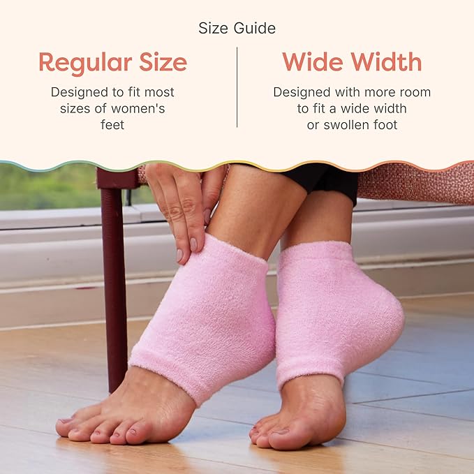 ZenToes Moisturizing Socks for Cracked Heel Treatment, Vitamin E, Olive Oil and Jojoba Oil Heel Socks, Stocking Stuffers for Women, Spa Self Care Gifts for Women (Fuzzy Blue and Pink, Regular)