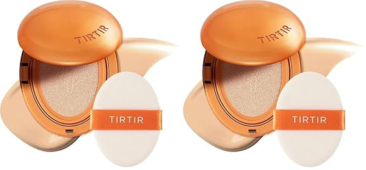 TIRTIR Mask Fit Ai Filter Cushion Foundation | AI-Like Semi-Matte Finish - Up to 72-Hour Medium to Full Coverage Korean BB Cushion Make up Beauty, #21N Ivory, 0.63 Fl Oz (Pack of 2)