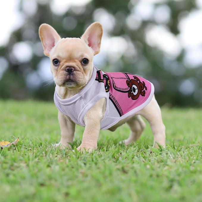 Dachshund Clothes Summer Mesh Dog Shirts for Medium Dogs : Cooling Dog Clothes with Cute Patterns, Size XL Fit for 18-24lb Dogs Poodle French Bulldog, 4 Pack Pet T-Shirts (Pink Set, XL)