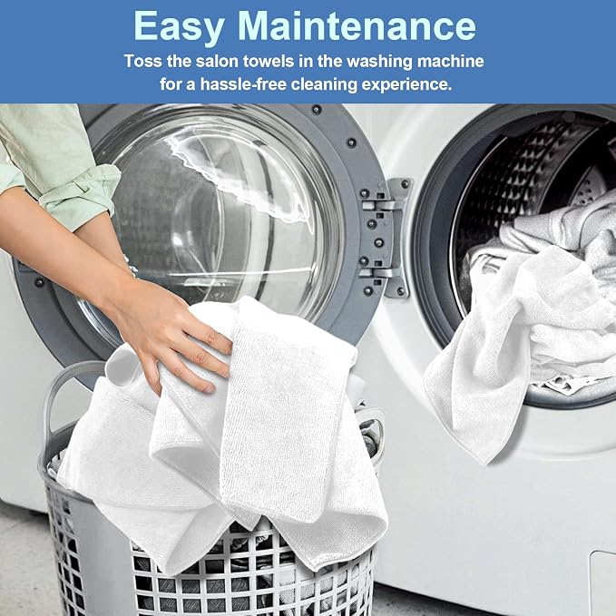 UNIMADE 48 Pack Hand Towels Set - Highly Absorbent and Quick Drying Microfiber Gym Towels, Premium Wash Cloths for Bathroom, Salon, Gym, Shower, Hotel, and Spa - 16x27 inch (White)