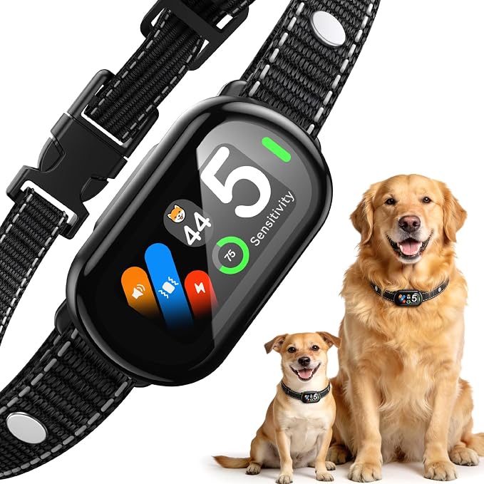 AI Anti-Bark Dog Collar for Small Medium Large Dogs - Smart No-Bark Training Collar with Automatic Bark Detection, 5 Humane Modes, IP67 Waterproof, Rechargeable -National Dog Day