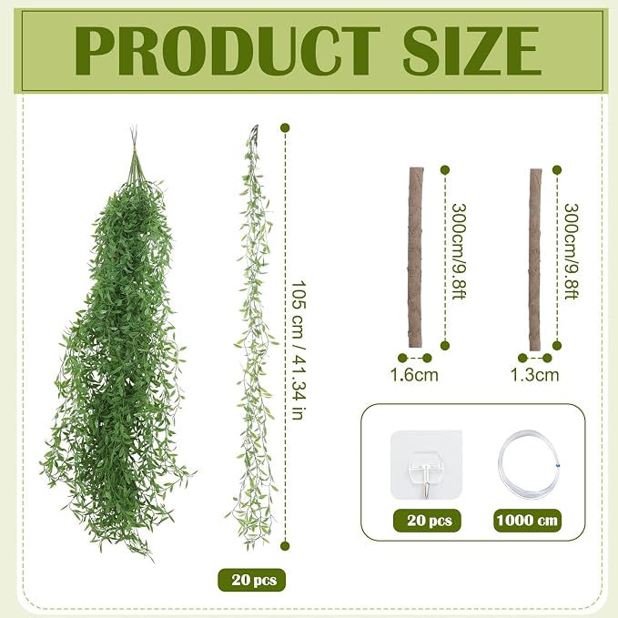 Jungle Theme Decoration Set, 34.5 ft Artificial Hanging Willow Vines Greenery for Classroom, Woodland Forest Rainforest Safari Party, Enchanted Indoor Outdoor Home Garden Wall DIY Decor