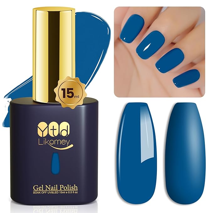 YTD Likomey Haze Blue Gel Nail Polish,15ml Salon Home DIY Manicure and Pedicure Fall Winter Soak Off UV Color Varnish,CS418