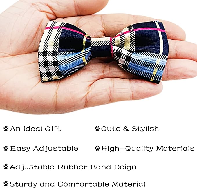 PET SHOW 5 Pack Dog Bowties Plaid for Small Dogs Slide on Collar