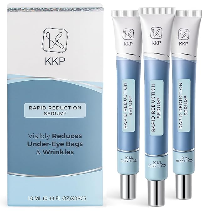 KKP Rapid Reduction Eye Serum - Visibly Reduces Under-Eye Bags, Wrinkles, Dark Circles, Fine Lines & Crow's Feet Instantly, Anti Aging Wrinkle Remover for Face, 3 Full Size Tubes