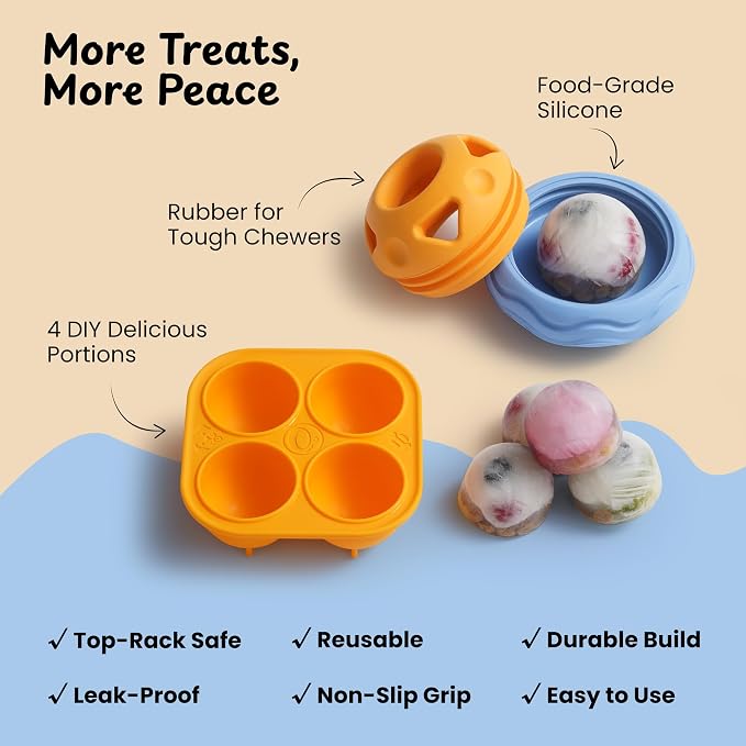 Nocciola Enrichment Dog Licking Toy Set, Frozen Treat Molds & Interactive Feeder for Aggressive Chewers, Freezable Rubber Dog Lick Bowl Long-Lasting to Keep Them Busy, Engagement & Anxiety Relief