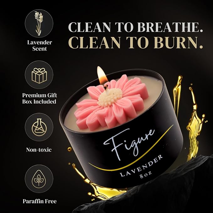 Pink Daisy Scented Candle – Lavender Aromatherapy | Hand-Poured in USA | All Natural for Women & Men | Organic Soy & Beeswax Blend | 100% Beeswax Wick | Gift-Ready Candle for Relaxation