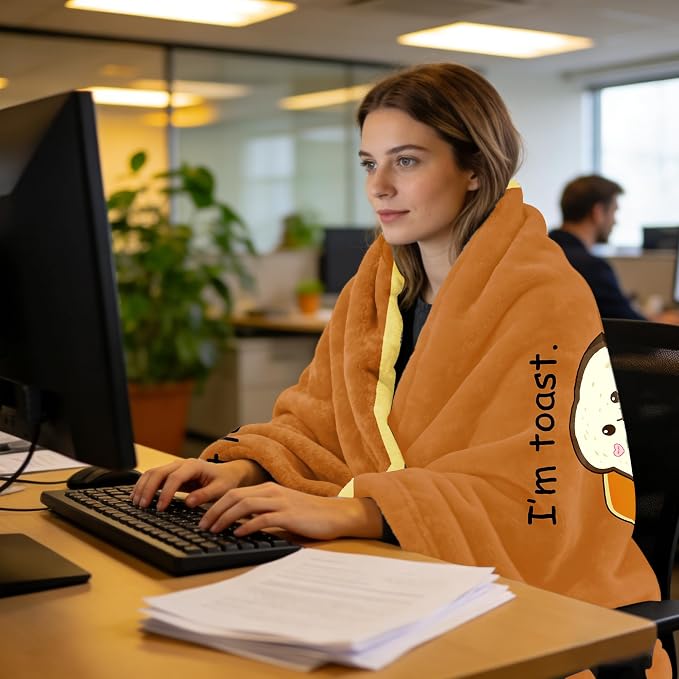 UFOORO Emotional Support Toast Blanket, Funny Blanket 60x50in Gifts for Women/Men, Funny Office Gifts for Coworkers, Super Soft Flannel Throw Blanket 55 * 70inches