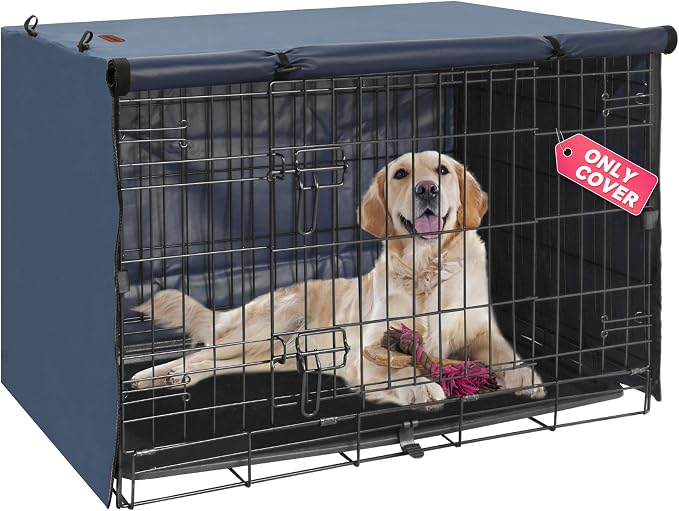 Seiyierr Dog Crate Cover - Kennel Covers Fit for 36 Inch Dog Crate, Double Door Polyester for Wire Puppy Crate Indoor Outdoor Protection, Blue