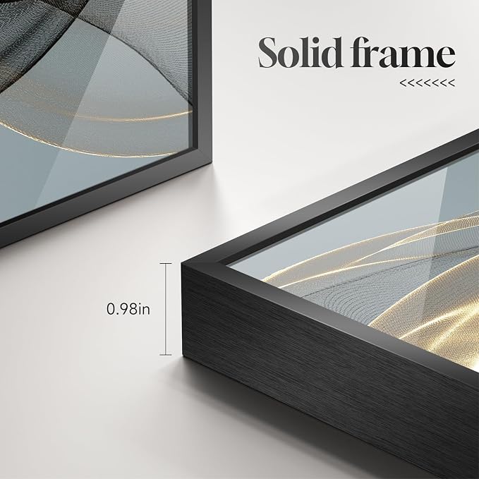 Large Framed Modern Luxury Abstract Wall Art for Living Room, 3 Piece Minimalist Prints Paintings Artwork for Walls, Black White Gold Abstract Line Pictures for Hallway Dining Bedroom Office Wall Decor