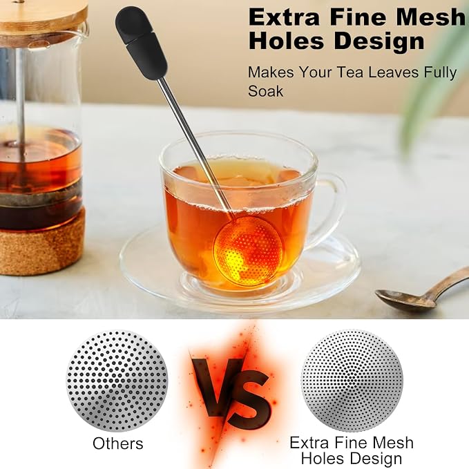 Numola Long Handle Twisting Tea Ball Stainless Steel, 2Pcs | Tea Ball Infuser for Loose Tea, Reusable Loose Leaf Tea Steeper, For Cup and Teapot