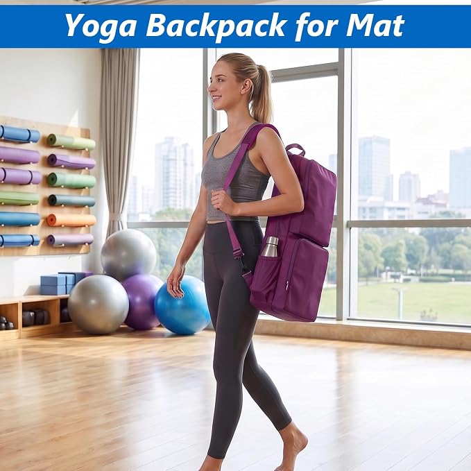 VISEMAN Yoga Mat Bag Carrier Waterproof Yoga Backpack with Multi Pockets, Lightweight Adjustable Yoga Bag for Mat, Yoga Blocks, Yoga Accessories