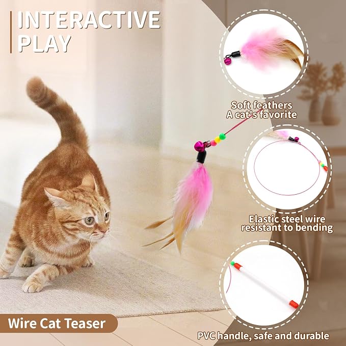 iCAGY 25 Pcs Cat Toys Set, Cat Tunnel Toy for Indoor Cats, Kittens