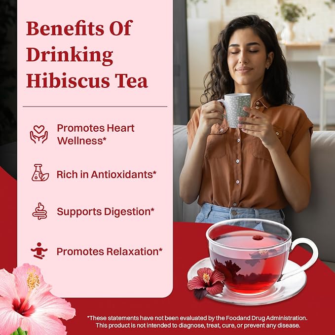 SKMTT Hibiscus Tea Bags, 60 Count, Hibiscus Flower Herbal Tea | 2g/Bag, Refreshing Tart Flavor, Caffeine-Free, Non-GMO
