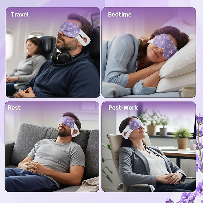 100 Pcs Steam Eye Masks for Dry Eyes Lavender Self Heated Steam Warm Eye Mask Heated Disposable Eyes Masks for Dark Circles, Puffy, Relief Stress, Fatigue Relaxation Gifts