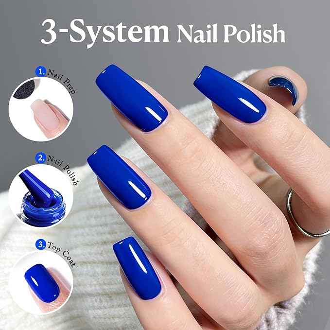 AZUREBEAUTY Blue Nail Polish – Quick Dry, Long-Lasting, Natural Glossy Finish for DIY Manicure & Nail Art, Salon Quality for Women