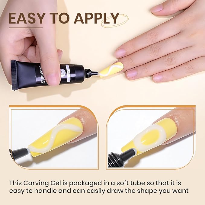 3D Nail Art Gel, Korean 3d Tube Nail Gel Sculpting Gels for Nail Art Soft Tube DIY Carving Drawing Line Painting Gels Clear and Milky White