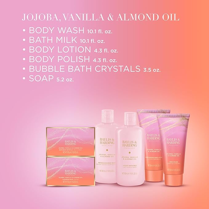 Baylis & Harding Jojoba, Vanilla & Almond Oil Luxury Pamper Gift Set - Vegan Friendly