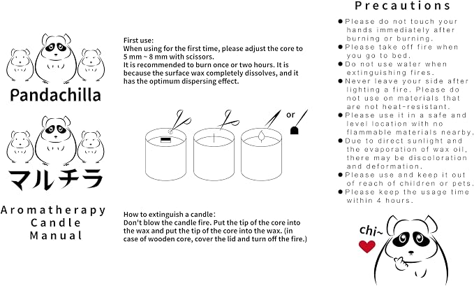 Pandachilla Aroma Candle Soy Wax Handmade Cute Dessert Series Cream Flavor Soft Smell 7.58ounces Burn time 40h (Little Bear Cup)