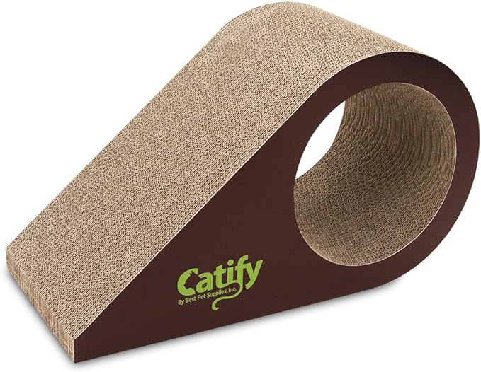 Best Pet Supplies Catify Corrugated Cardboard Cat Scratcher - Droplet | Corrugated Cardboard, Durable, Non-Slip, Indoor Furniture Protector, For Kittens and Cats, Promotes Healthy Active Play