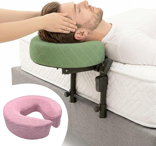 Massage Headrest for Bed with 2 Pack of Covers, Home Mattress Top Massage Kit, Adjustable Face Cradle for Professional and Home Use, Portable Face Down Head Holder Fits All Mattresses