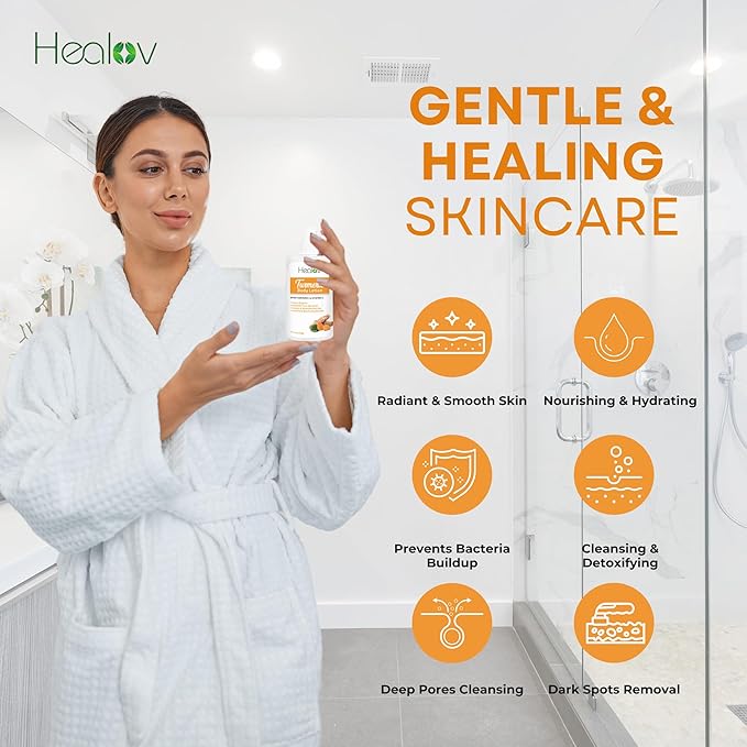 Herblov Turmeric Lotion for Dark Spots – Natural Skin Brightening Cream for Face & Body – Turmeric Face Cream to Cleanse Skin, Fight Acne, Even Tone, Clear Scars, Sun Damage, & Hyperpigmentation