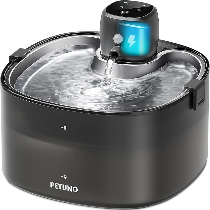 Cordless Cat Water Fountain, 78oz/2.3L, Battery Operated, Silver | Stainless Steel Tray, Rechargeable 4000mAh, Wireless, Motion Sensor, Ultra-Quiet Pump, Locking Lid, Automatic Fountain