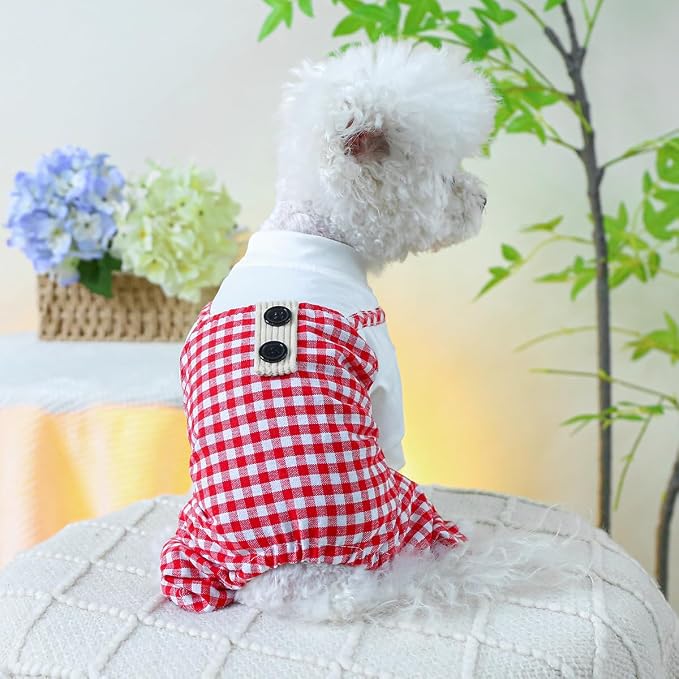 Dog Stylish Overalls Comfortable Puppy One Piece Outfits Summer Bib Overalls for Small Dogs Cute Pet Jumpsuit Onesie Chihuahua Yorkies Birthday Holiday Clothes Costume