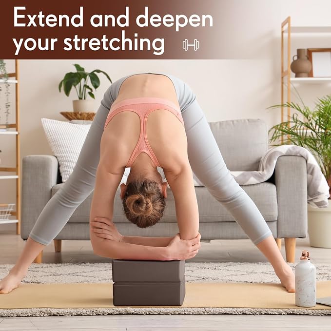 RoundFunny 4 Pack Yoga Blocks Non Slip Pilates Brick Foam Blocks Pilates Dance Gymnastics Workout Fitness Props Tool for Stretching Meditation and Exercise