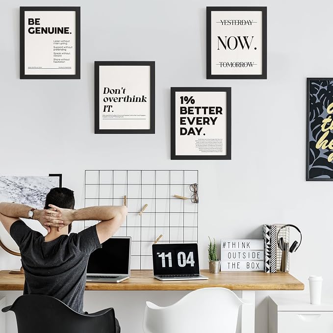 DSHFG Motivational Pictures Office Wall Decor Prints Set of 4, Inspirational Motivational Wall Art Decor Retro Posters Prints for Office Home Decor, 8x10 Unframed