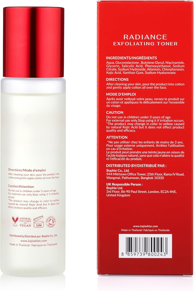 Koji White Exfoliating Toner for Face, 5% PHA BHA Toner | 2% Niacinamide, Kojic Acid & Hyaluronic Acid | Hydrating & Soothing Facial Toner | Unscented for Sensitive Skin, Vegan Skincare, 5.07 Fl Oz