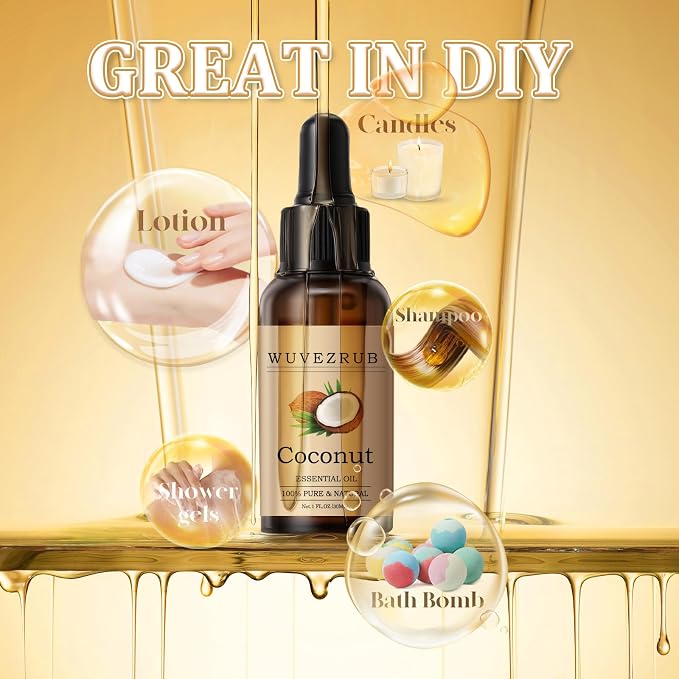 Coconut Essential Oil 30ML - 100% Pure and Natural Oils for Aromatherapy Diffuser - 1 Fl Oz/Coconut
