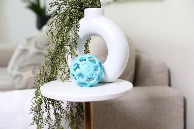 JW Pet HOL-ee Roller, Natural Rubber, Small 3in, Blue