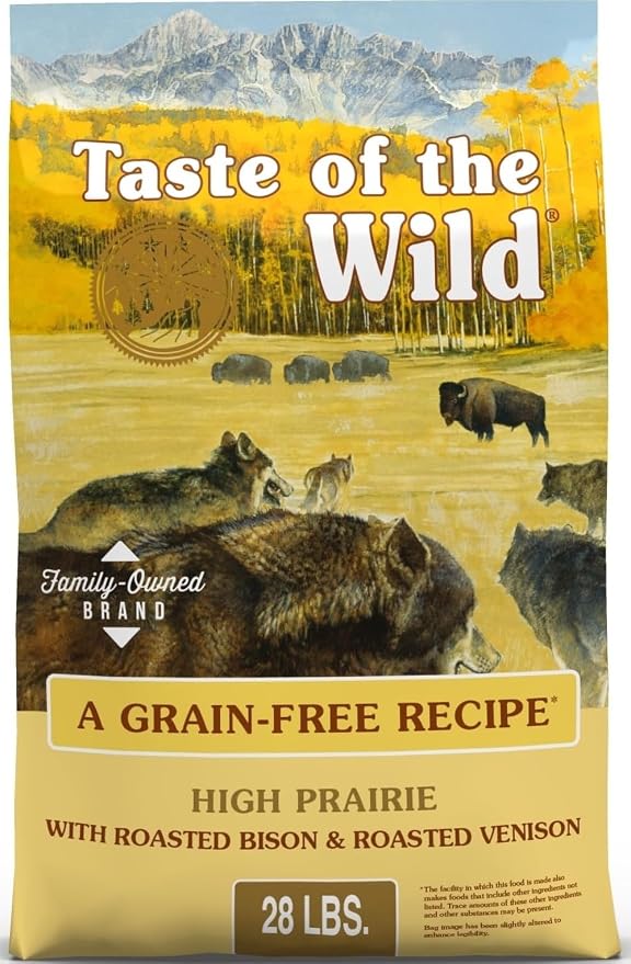 Taste of the Wild High Prairie Adult Dry Dog Food, Roasted Bison, 28lb | High Protein | Grain Free Recipe* | Nutrient Dense to Help Support Peak Health | Guaranteed Probiotics for Digestive Health