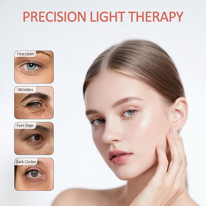 Under Eye Red Light Therapy Device, 4 Modes Red Light Therapy Glasses, Red 650NM Red Light Eye Mask for The Treatment of Eye Bags,Dark Circles, Periorbital Wrinkles and Rhytides