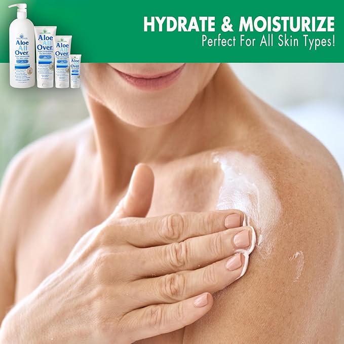 Aloe All Over Super Moisturizing Dry Skin Lotion, 3-Pack, 8 oz, 72% Aloe Vera Gel. Safe for Everyone, Ends Flaking and Restores Dry Skin Fast
