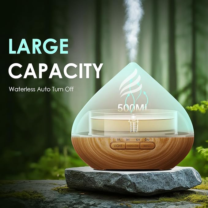 𝟔𝟖%𝐨𝐟𝐟 Essential Oil Scent Diffuser: 500ML Aroma Diffuser for Home Bedroom - 14 Colors LED, Remote Control, Ultra-Quiet Cool Mist Scent Diffuser with Timer for Family - Camel