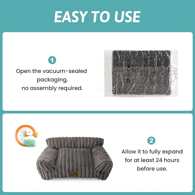 COZY KISS Cute Cat Couch, Fluffy Sofa Bed for Cats and Small Dogs, Premium Faux Rabbit Fur Cats beds for Indoor Cat, Ultra-Soft Supportive Pet Couch Furniture (Grey, S: 25.5''x17.5'')