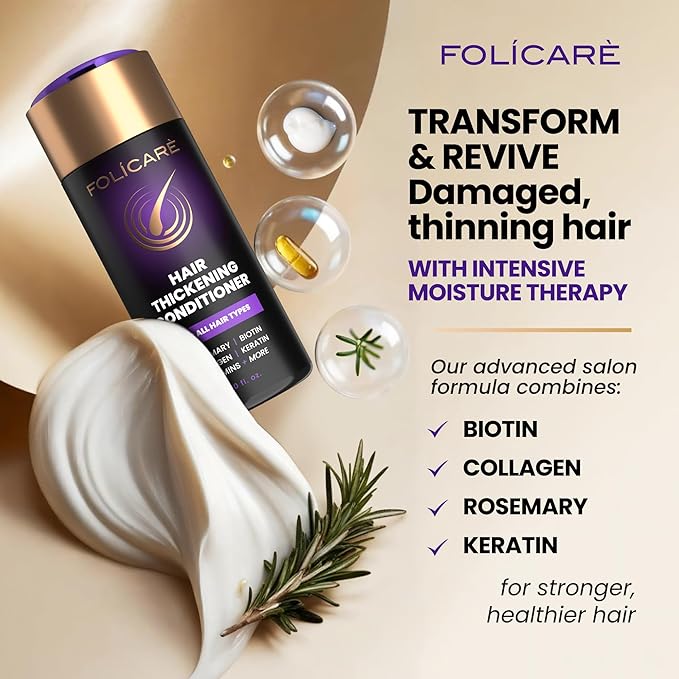 Thickening Hair Growth Conditioner For Women & Men, Biotin Conditioner, Intensive Repair for Thinning Damaged & Frizzy Hair, Split End Care, Sulfate & Paraben Free
