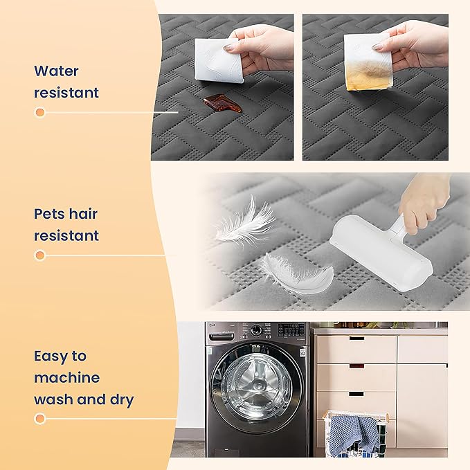 gogobunny 100% Double Sided Waterproof Dog Blanket Soft Pet Bed Cover Reversible Protect Furniture Couch Sofa Car for Puppy Cat Kids (Dark Grey/Light Grey, 82x102 Inch (Pack of 1))