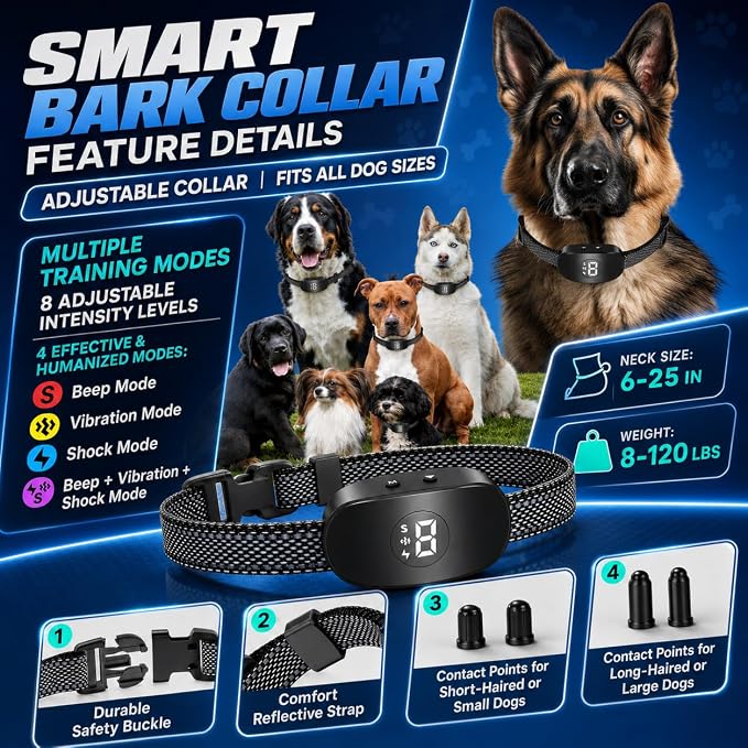 Dog Bark Collar;Black