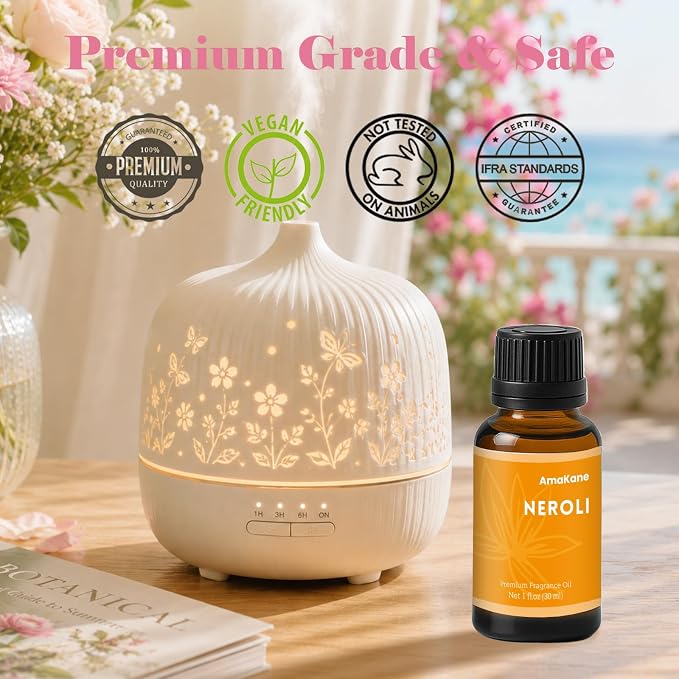 AmaKane Neroli Essential Oil, Floral Diffuser Oil for Home, Candle Making Scents, Fragrance Oil for Soap Making, Neroli Aromatherapy Oil, 30ml