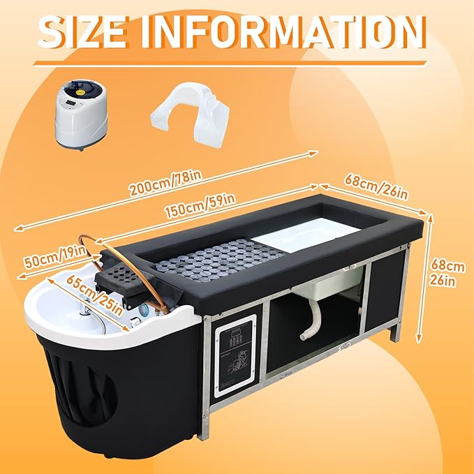 Head Spa Equipment with Footbath, Japanese Head/Feet/Back Massage Therapy Table, Moxibustion Moxa Shampoo Bed, with Foot Bath Basin, Bianstone Magnetic Therapy, for Spa Beauty Salon Barber