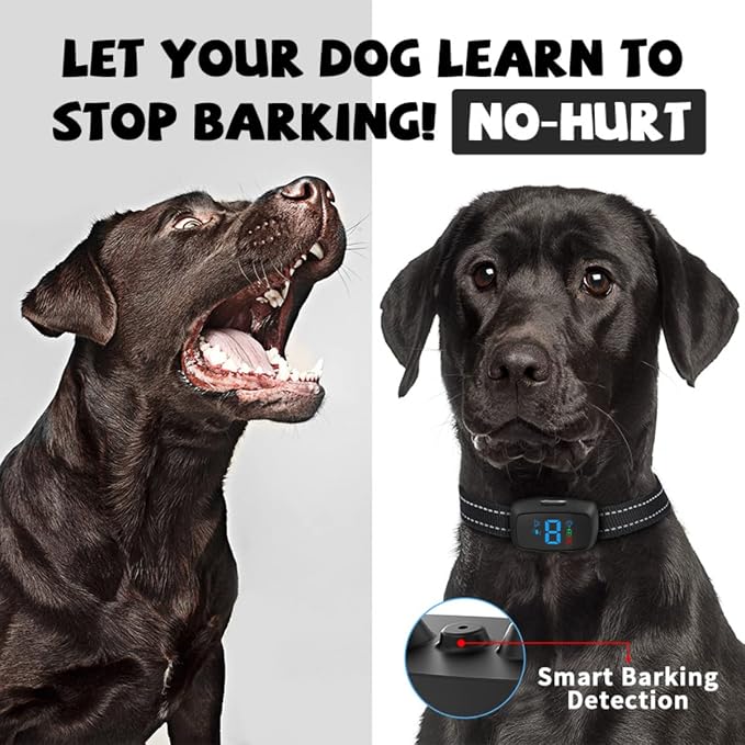 Dog Bark Collar,Rechargeable Smart Barking Collar, Anti Barking Training Collar with Sensitivity Beep Vibration Shock, Bark Shock Collar for Large Medium Small Dogs