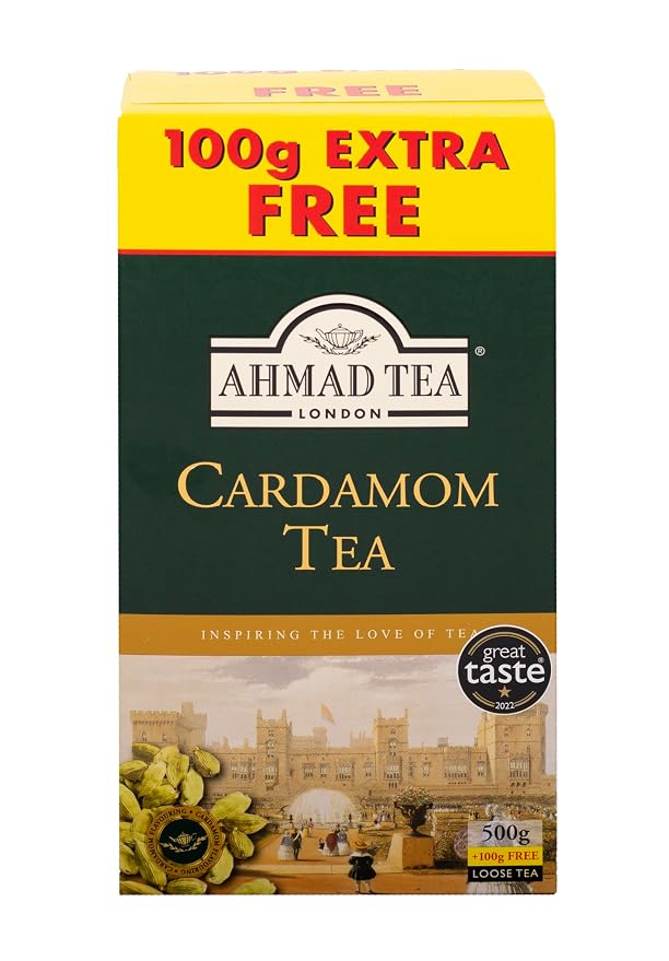 Ahmad Tea Black Tea, Cardamom Loose Leaf, 454g - Caffeinated & Sugar-Free