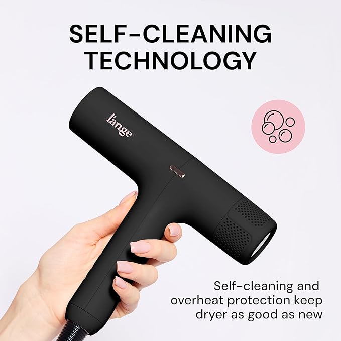 L'ANGE HAIR HauteAir Digital Professional Hair Dryer | LED Display for Precision Heat Control | Fast-Dry Brushless Motor with Cool Shot | Negative Ion Technology | Lightweight & Self-Cleaning (Black)