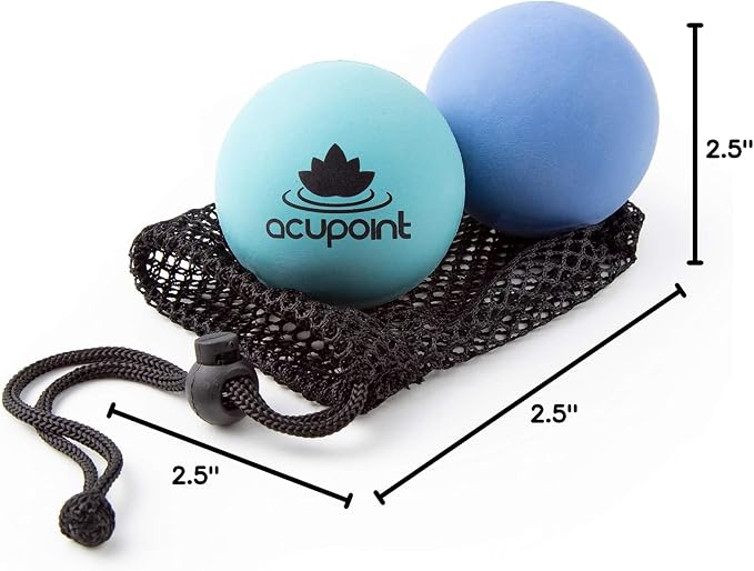 Acupoint Massage Therapy Ball Set of 2 - Myofascial Release, Trigger Point & Deep Tissue - Lacrosse Ball for Back, Neck, Foot and Plantar Fasciitis Relief