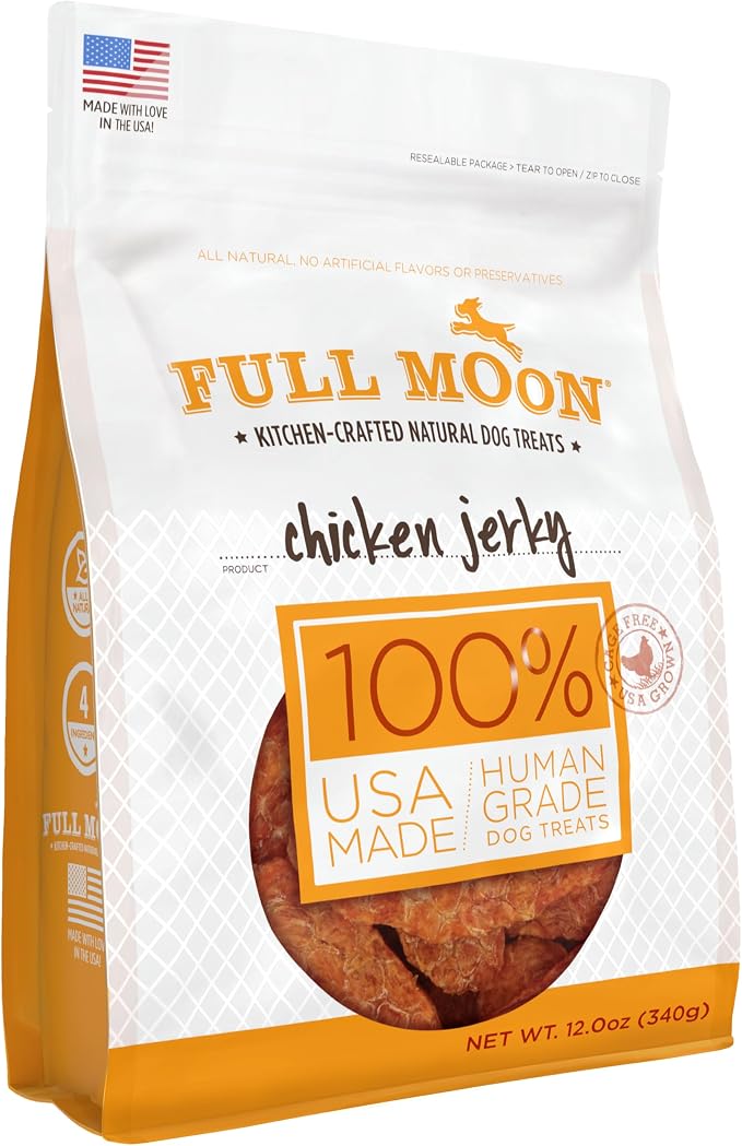 Full Moon® Chicken Jerky Dog Treats 12 oz | Human Grade, No corn, No wheat, No soy, Glycerin Free, Made in the USA