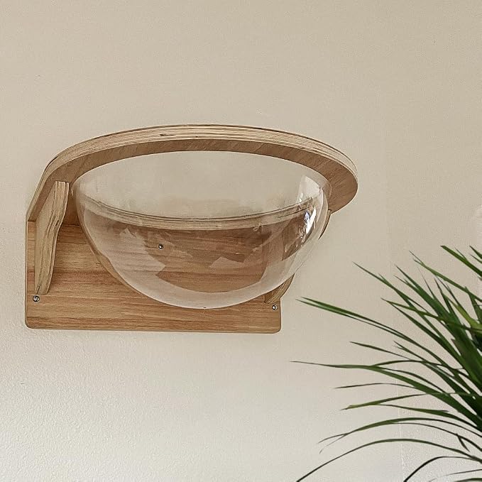 Cat Wall Shelves Wood for Large Cats,Wall Cat Bed Bubble House, Cat Wall Beds Furniture for Indoor Cats Large Size, Cat Perch Transparent Capsule Bed Cat Steps (Capsule Bed Set-1L)