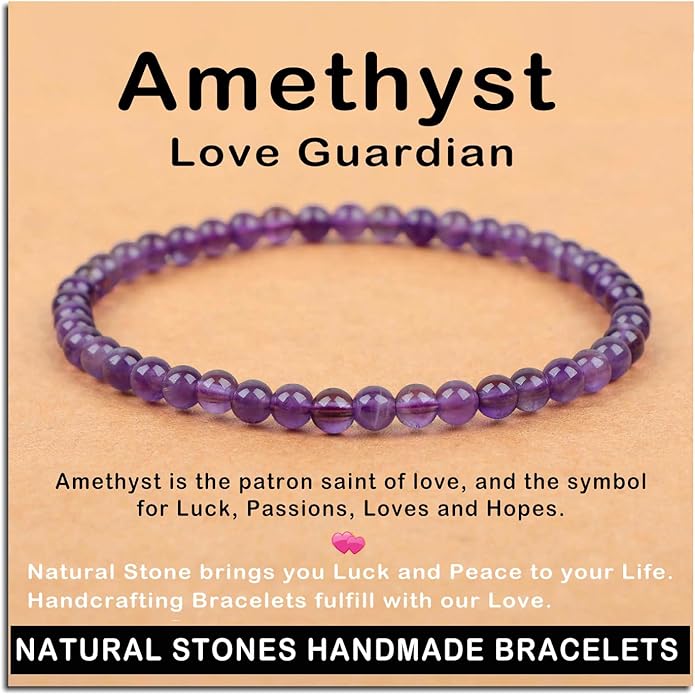 AD Beads Handmade Gemstone Stretch Elastic Bracelet Crystal Healing Reiki Nature's Beauty and Spiritual Essence Unisex